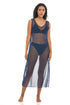 SOLID LONG DRESS - POWER MESH PRINT